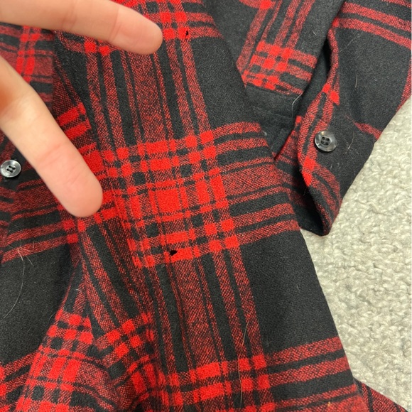 Pendleton Shirt Mens Large Red Plaid Flannel Wool Board USA Vintage Flaw - Picture 8 of 11
